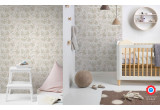 pink gray flowers birds kids wallpaper for baby girl's room, nursery