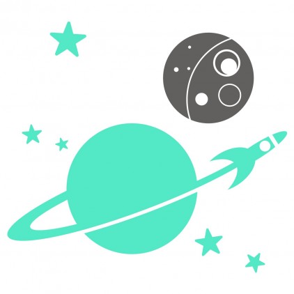 planets rocket monkey outer space kids wall decals