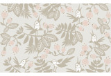 pink gray flowers birds kids wallpaper for baby girl's room, nursery