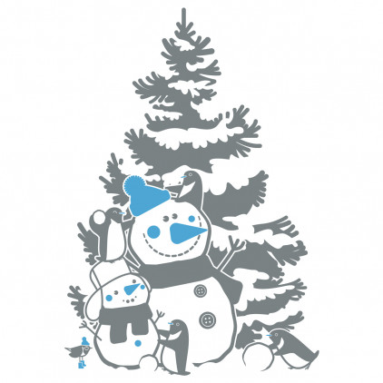fir tree and penguins wall decals, Kids Room Polar Animals Wall Decals