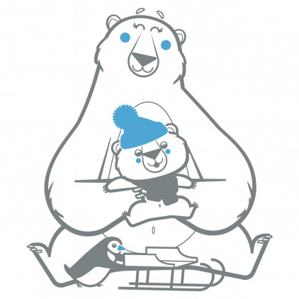 Stickers Ours Polaire et Ourson, Déco Murale Banquise Chambre Enfant