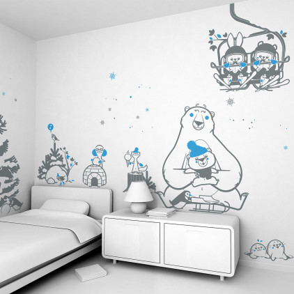 Little Deco DL556 Sticker mural décoratif pour chambre d'enfant Motif animaux de la forêt 60 cm