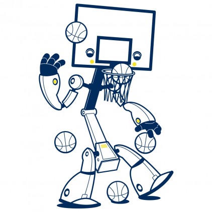 stickers enfant garçon sport robot basketteur