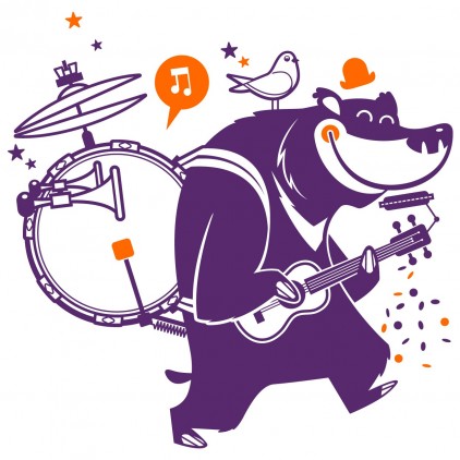 vinilos infantiles animales de circo oso orquesta