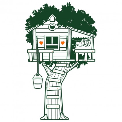 tree hut nature country animals kids wall decals