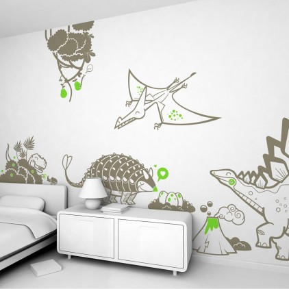 dinosaur theme kids wall decals pack