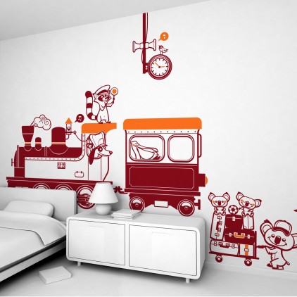 train station theme kids wall decals pack