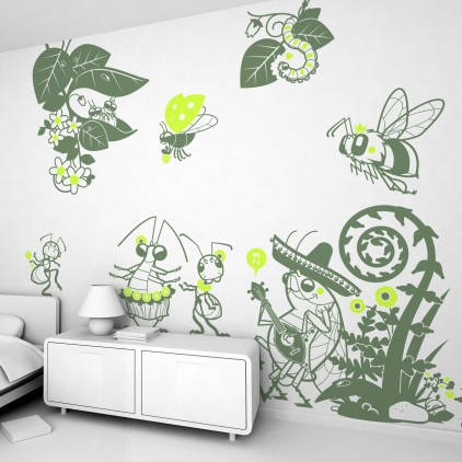 nature garden flowers theme kids wall decals pack