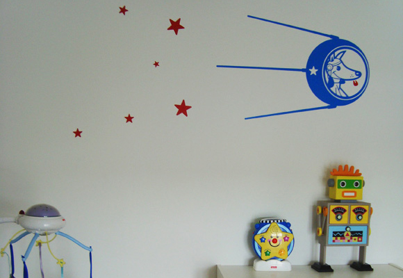 E-GLUE kids wall decals, Outer space theme wall decals for baby nursery or kids room