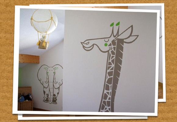 E-GLUE KIDS WALL DECALS, safari pack of wall stickers for baby nursery