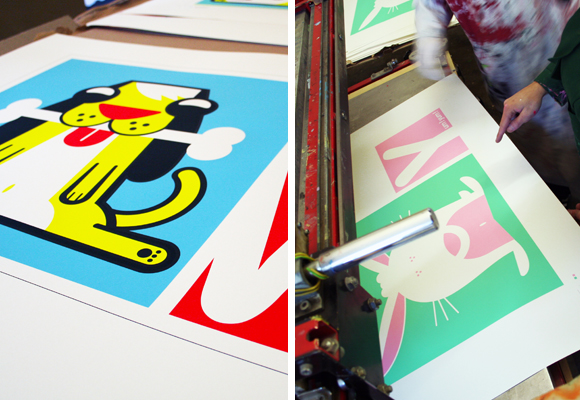 E-GLUE NEW SCREEN PRINTS // limited edition prints - bobbie the dog & greedy bunny