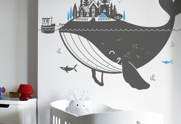 E-GLUE WALL DECAL FOR BABIES & KIDS // whale island