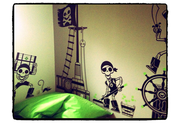 pirate theme e-glue wall decals