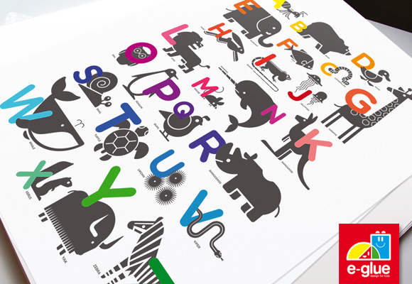 abc alphabet children's poster print by e-glue studio