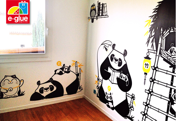 e-glue panda baby kids wall decals