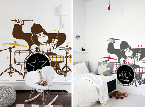 gorilla drummer chalkboard wall stickers by e-glue