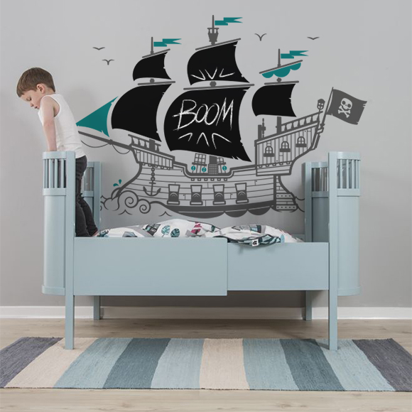 kids wall decals Pirate Ship with chalkboard blackboard wall stickers creativity zones by E-Glue