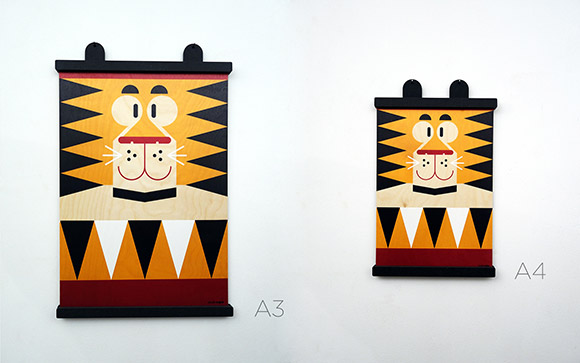 Decorative Prints on Wood for Kids Minipic Tiger by E-Glue studio