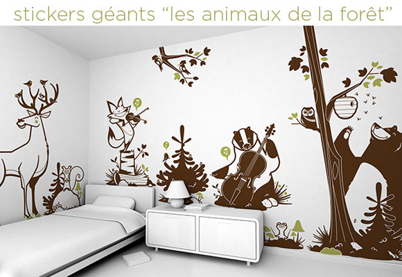 Stickers Enfants, theme Animaux de la Forêt par le studio design E-Glue