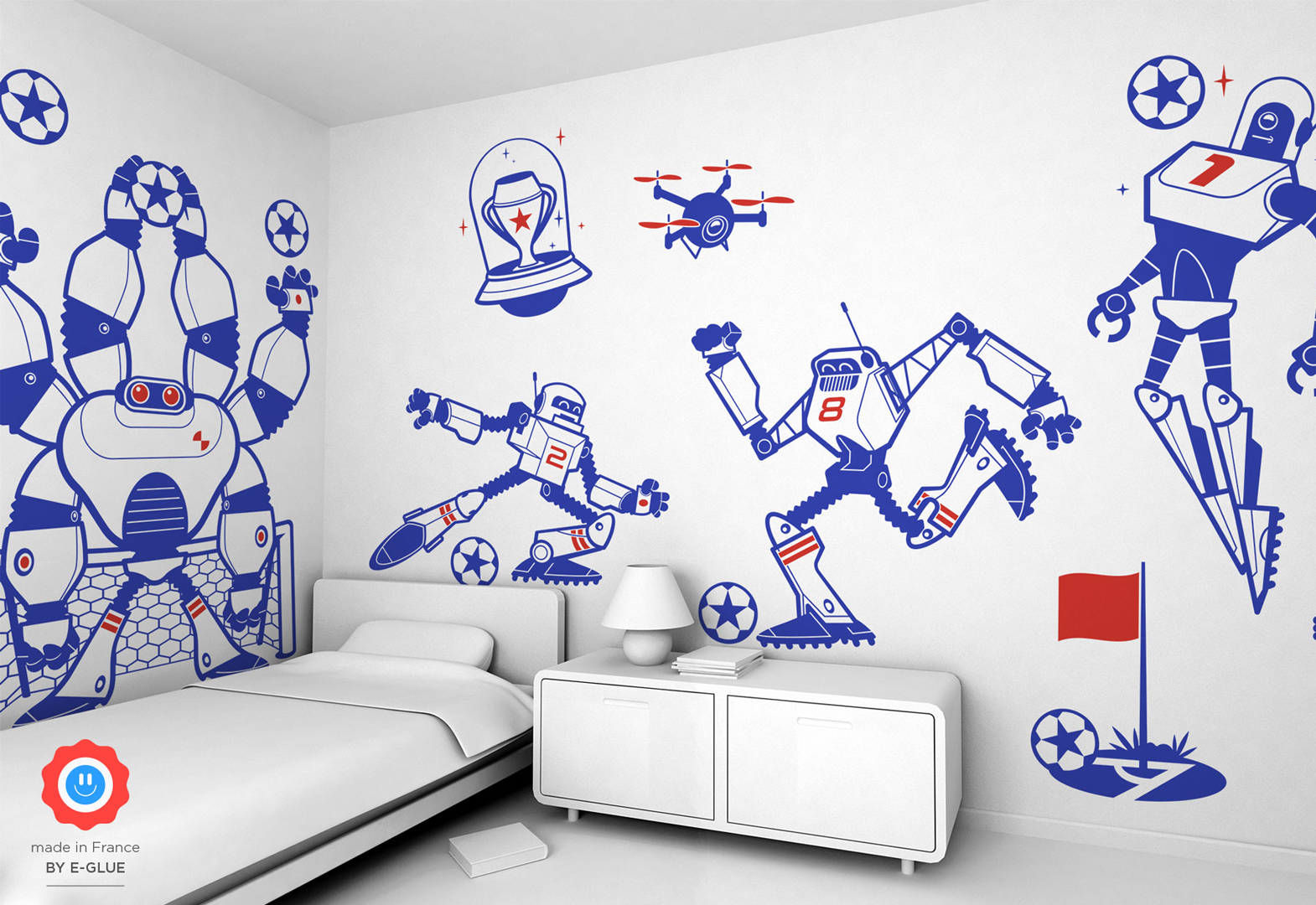 robot soccer kids wall decals