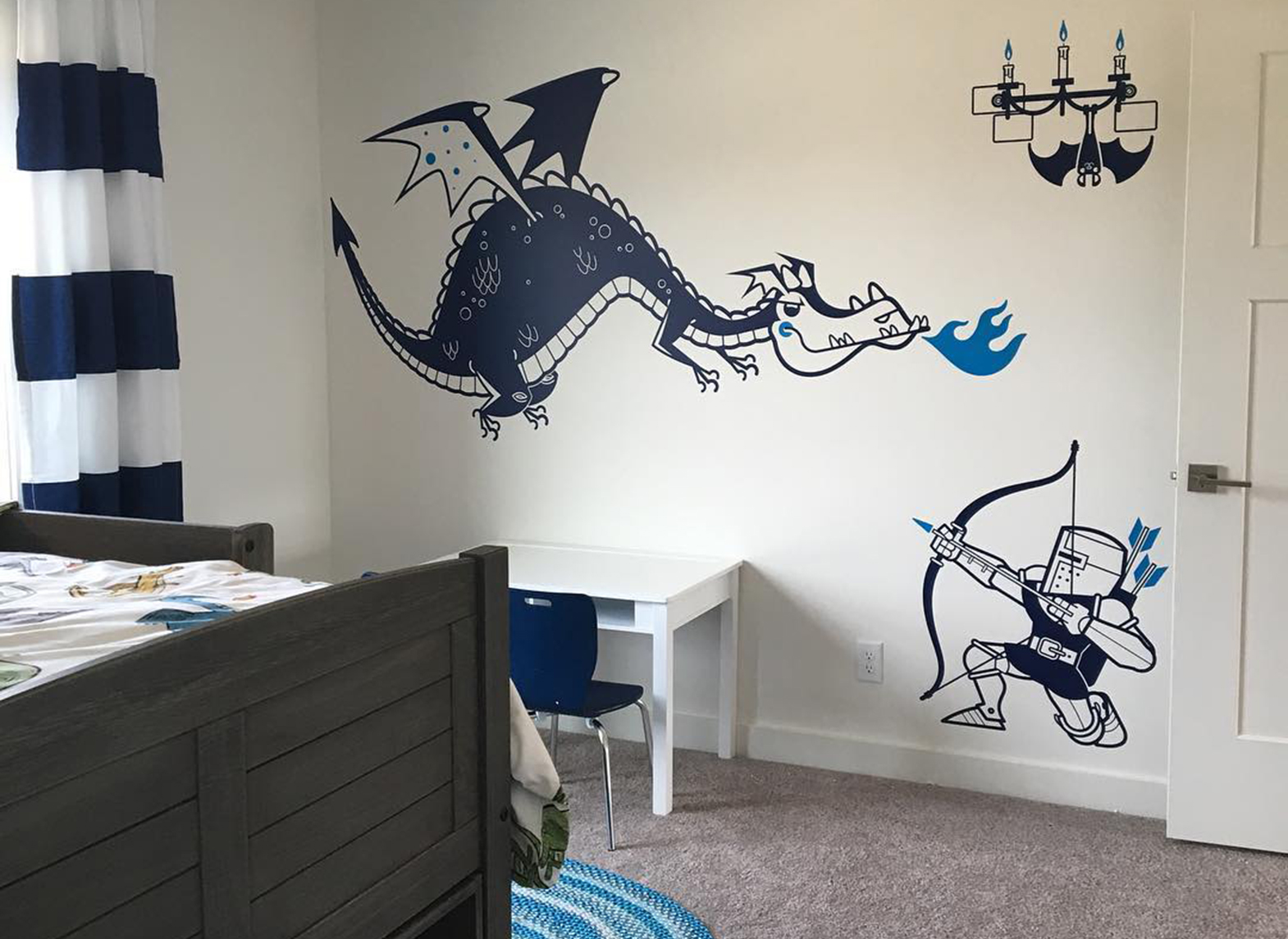 stickers chevaliers et dragon pour chambre enfant