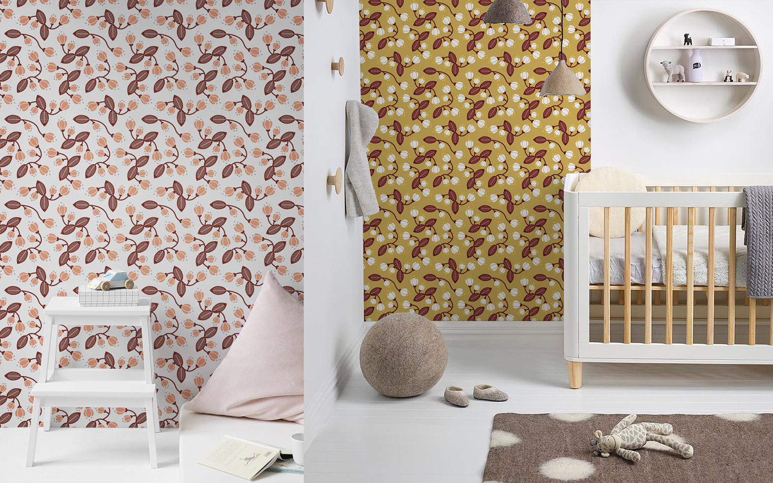 papier peint fleurs cerisier du japon pour chambre fille par E-Glue design