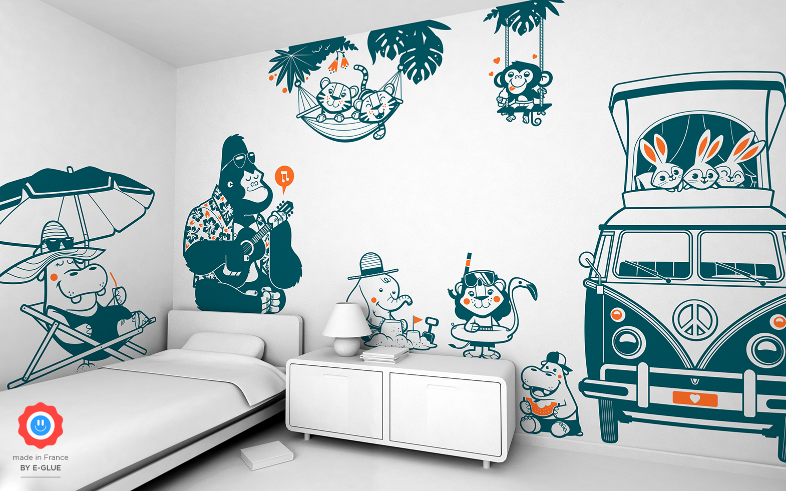 vinilos decorativos bebés animales para habitación infantil