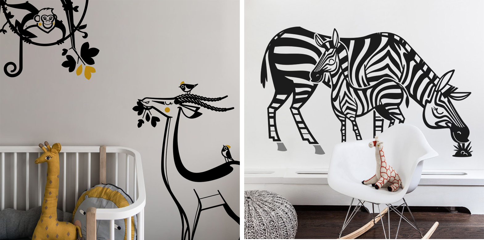 E-Glue wall decals for kids room theme savannah jungle