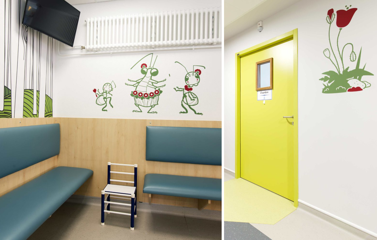 Decoración Emergencias Pediátricas en Hospital Infantil con vinilos infantiles E-Glue