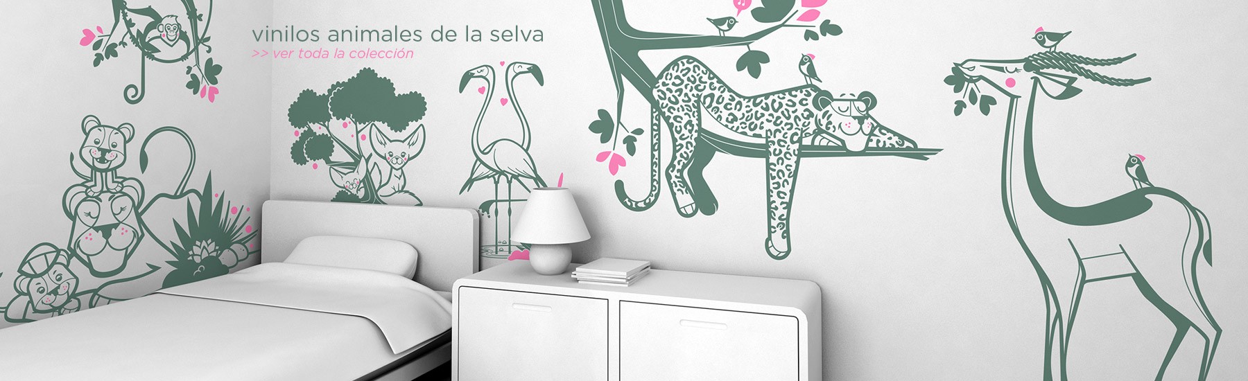 vinilos decorativos animales de la selva, jungla, para habitación infantil bebé