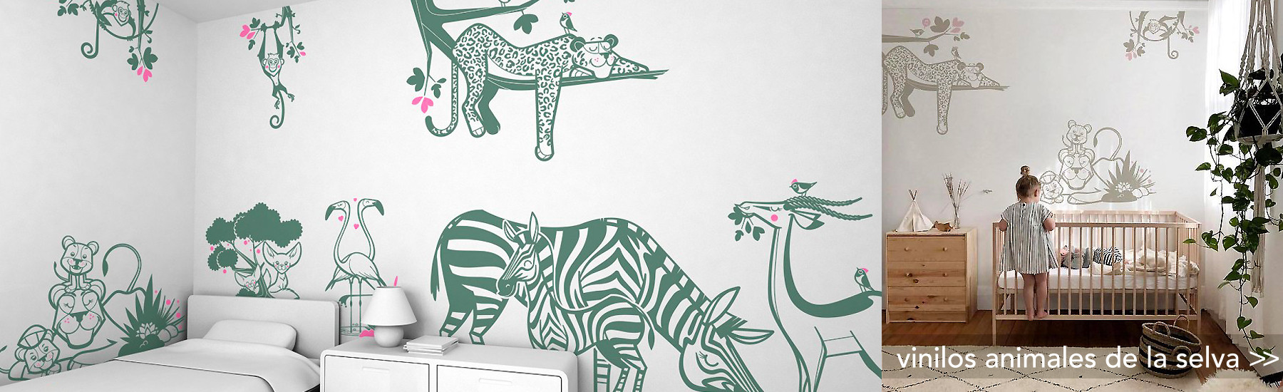 vinilos decorativos animales de la selva, jungla, para habitación infantil bebé