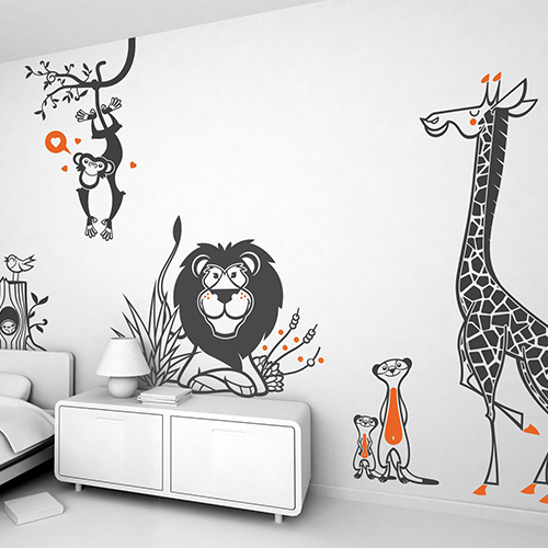 Esmee Animal Green Tree Kids Wall Stickers Wall Decals Peel and Stick Removable Wall Stickers for Kids Nursery Bedroom Living Room Decor 