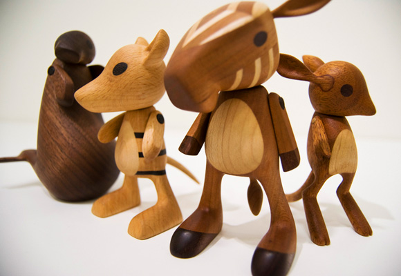 JOSH FINKLE // wooden toys - quagga, tasmanian tiger, bandicoot & sea cow