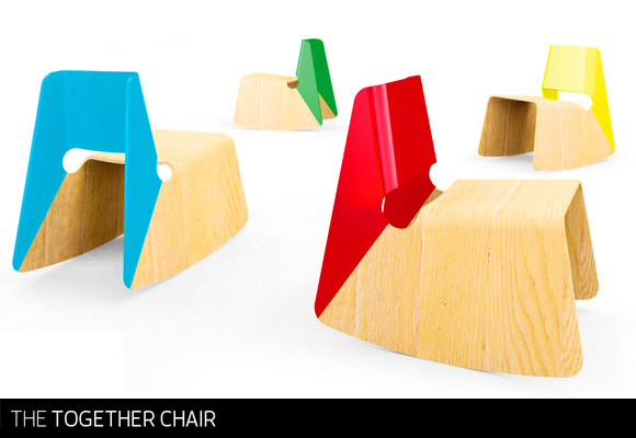 BEN HUGGINS for NEW BRITISH DESIGN // together chair - blue, red & green versions