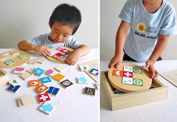 Colorito, wooden face combination toy for kids made in japan by Atelier Mapa